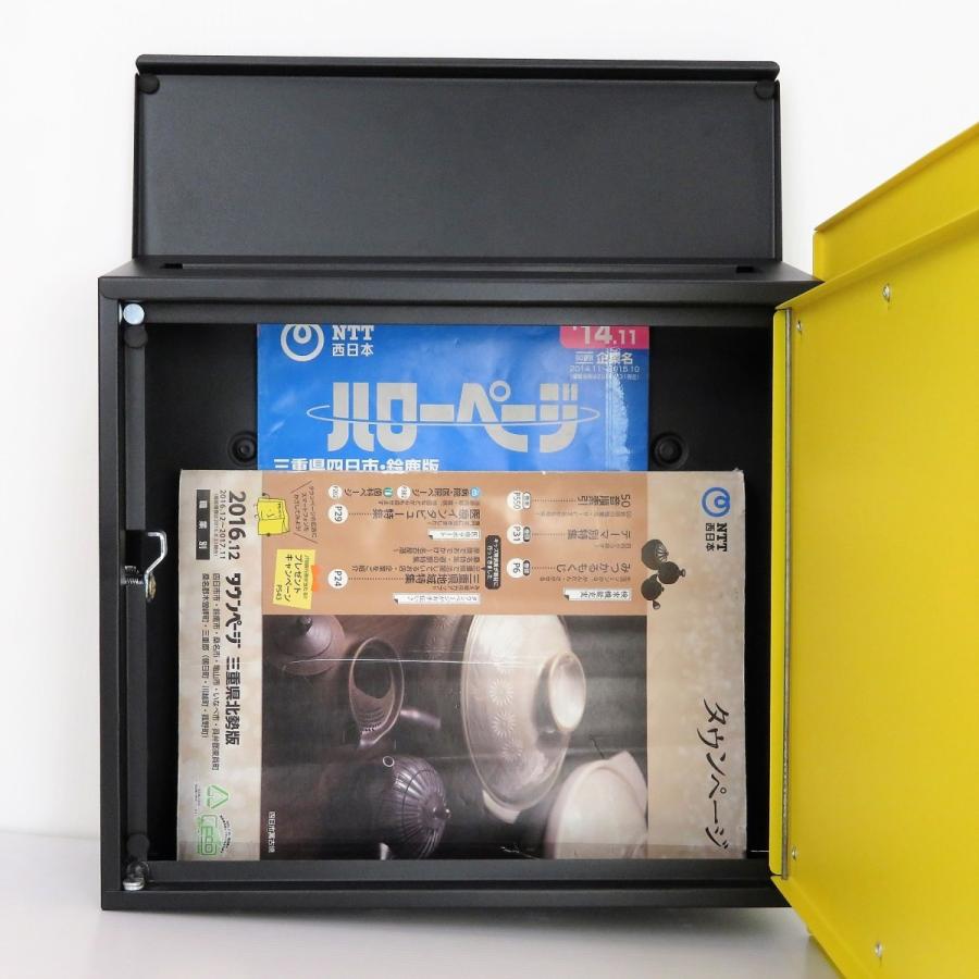 郵便ポスト郵便受けおしゃれ北欧大型メールボックス 壁掛け鍵付マグネット付 イエロー　黄色ポストpm469
