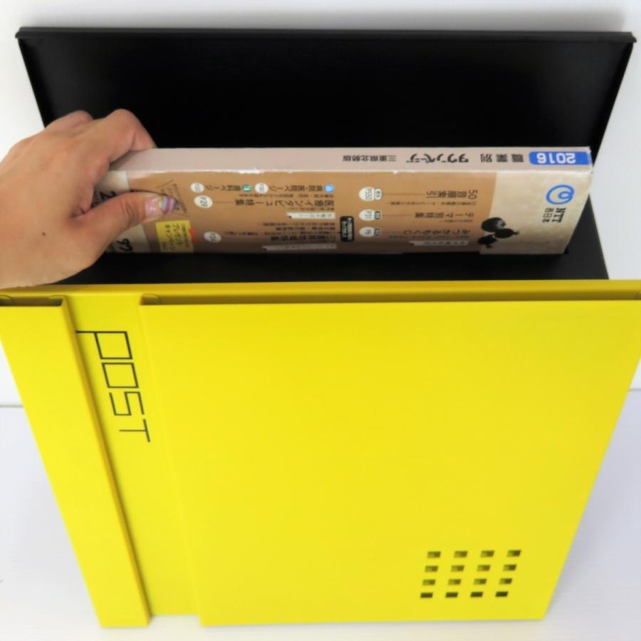 郵便ポスト郵便受けおしゃれ北欧大型メールボックス 壁掛け鍵付マグネット付 イエロー　黄色ポストpm469