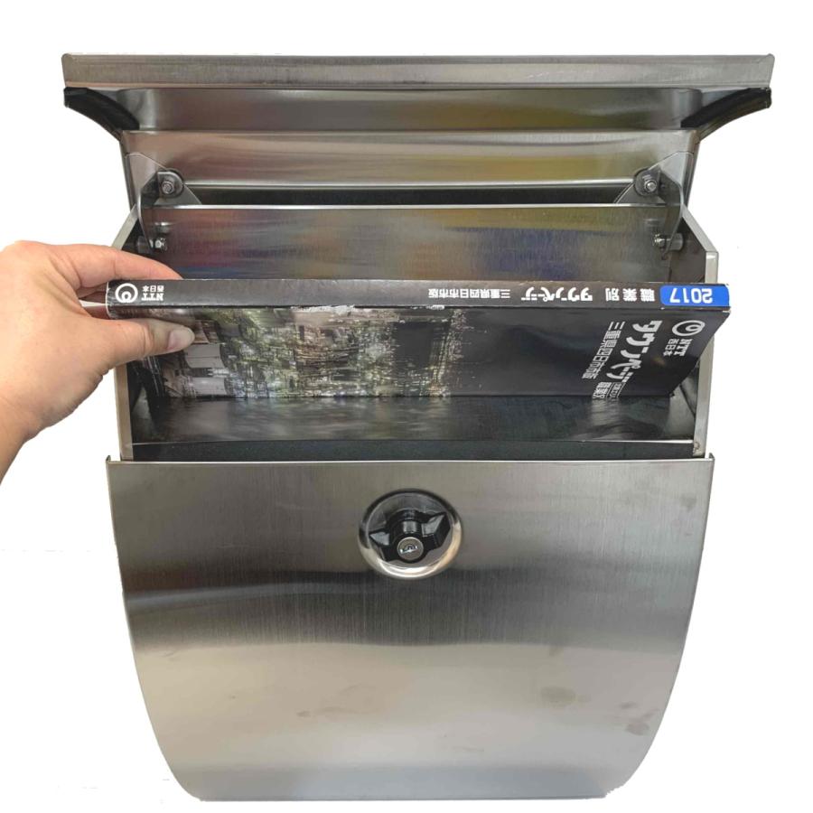 郵便ポスト郵便受けおしゃれかわいい人気北欧モダンデザイン大型メールボックス 壁掛けプレミアムステンレスシルバーステンレス色ポストpm251（訳あり） | ポスト | 06