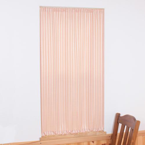 小窓用 オーダー カフェカーテン／ピンクのストライプカフェカーテン 