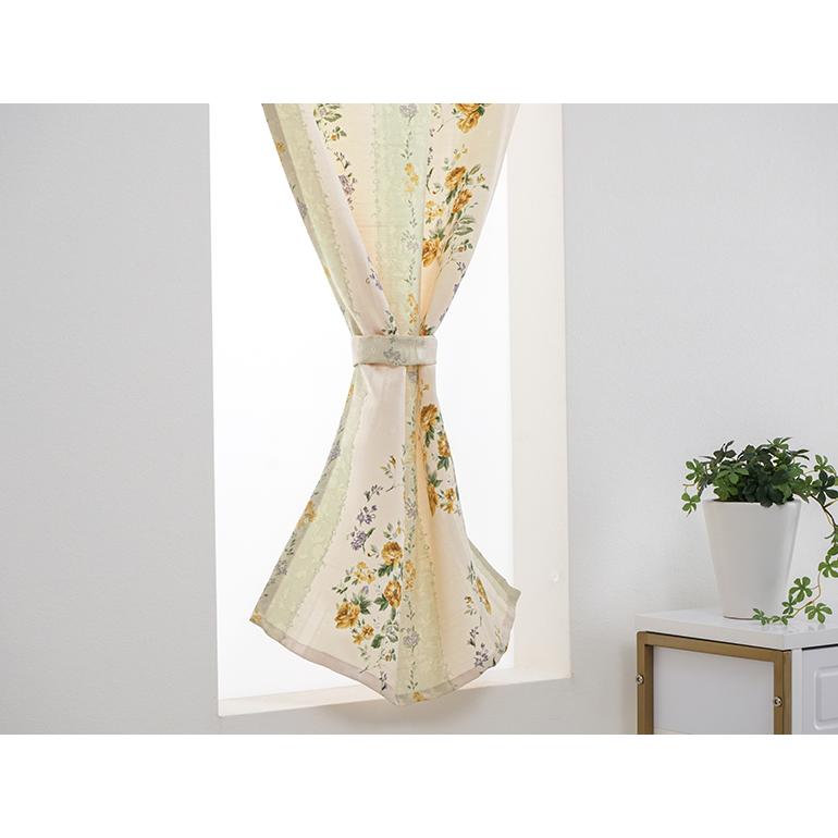 小窓用 オーダー カフェカーテン／幅301〜350cm×丈101〜150cm／バラのデザインをプリントした小花柄カフェカーテン「ロゼ」_7