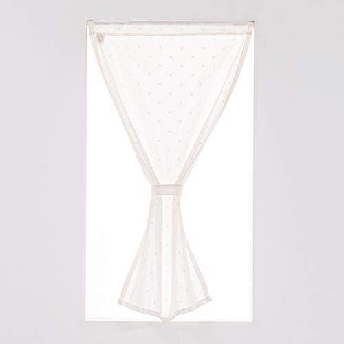 小窓用 オーダー レースカフェカーテン／四角いドット柄の防炎UVカット