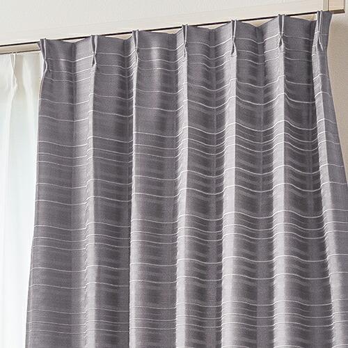 遮光カーテン オーダーカーテン／シックなカラーに光沢のあるボーダー