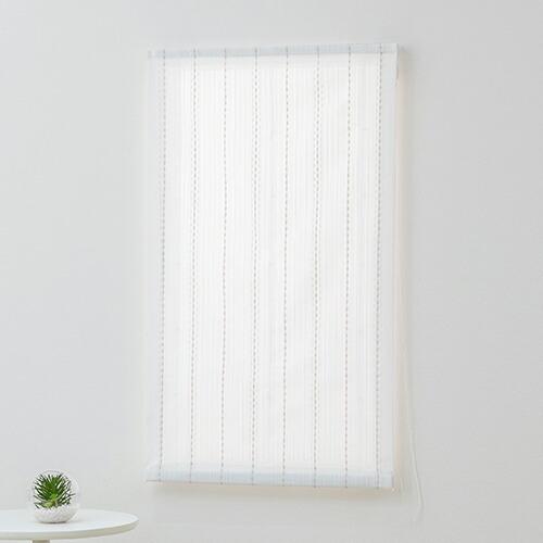 超美品　ローマンシェード シングル ナチュラルなボーダー　防炎　UVカットミラー レース ローマンシェード／幕体のみ／エレガントなストライプ柄 防炎UVカット