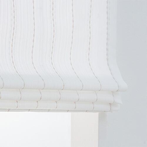 超美品　ローマンシェード シングル ナチュラルなボーダー　防炎　UVカットミラー レース ローマンシェード／幕体のみ／エレガントなストライプ柄 防炎UVカット