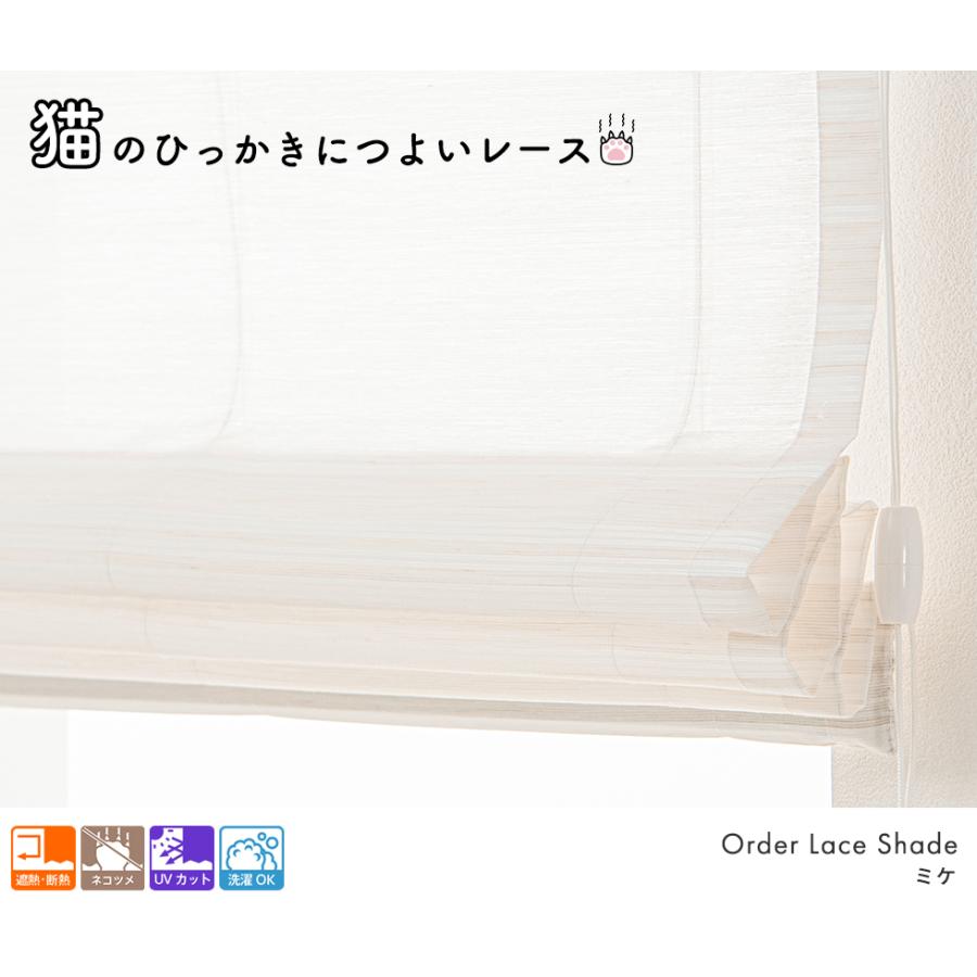 ローマンシェード シングル／生地サンプル／猫爪ひっかき対応 爪が引っかからず傷がつきにくいレースローマンシェード「ミケ」 |  | 04