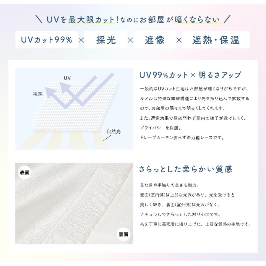 ローマンシェード シングル／幅91〜140cm×丈201〜240cm／シンプルな無地のUVカット99％遮像レースローマンシェード「ルメル」_5