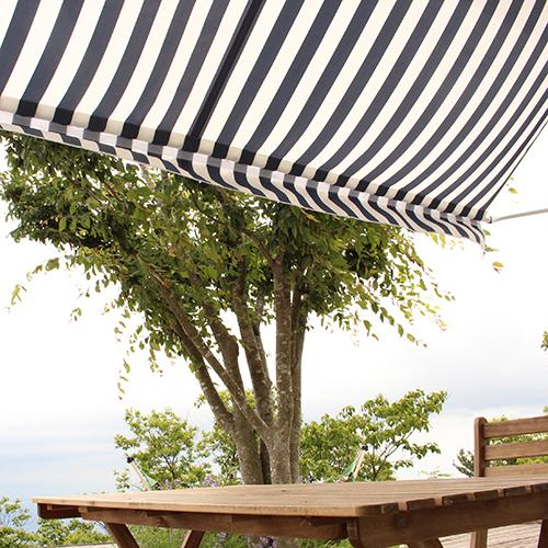 日よけ オーニング 突っ張り式 物干し竿・前幕付きオーニング（幅3m  