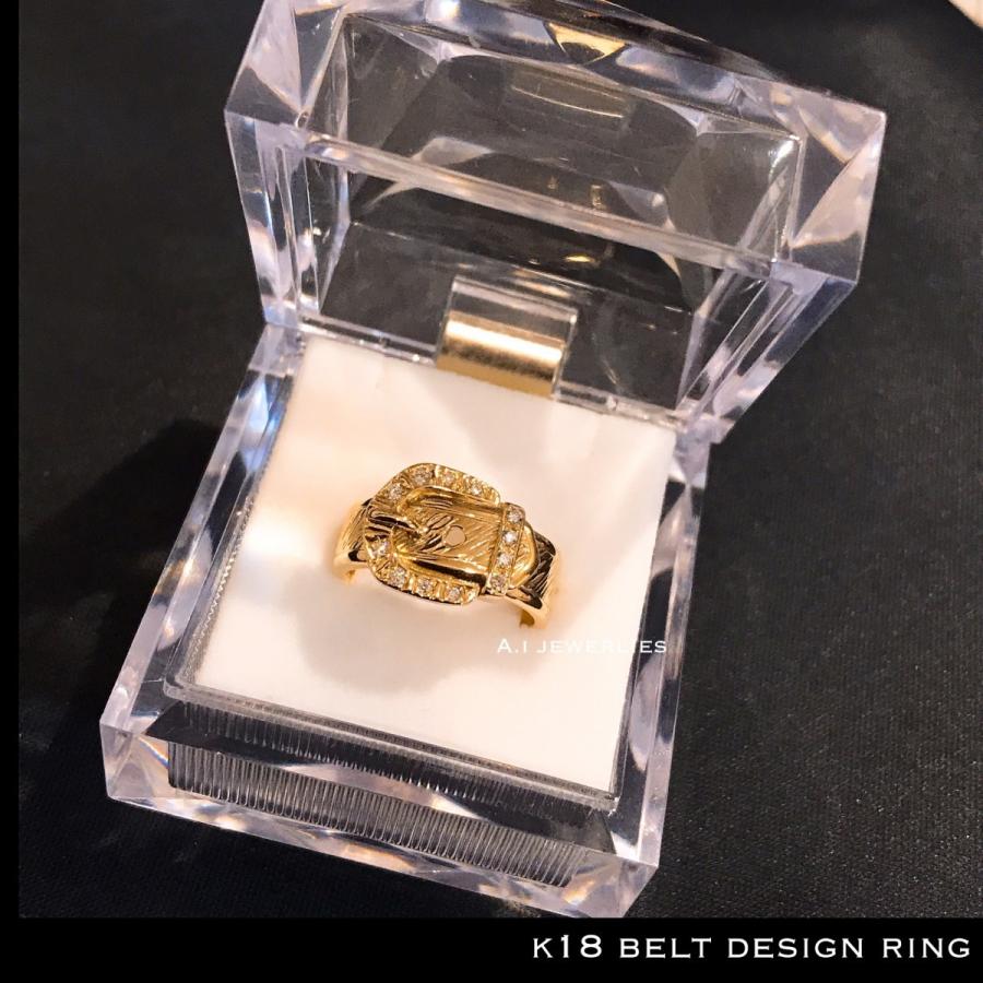 k18 リング ダイヤ 18金 ベルト デザイン リング 天然石 ダイヤモンド 