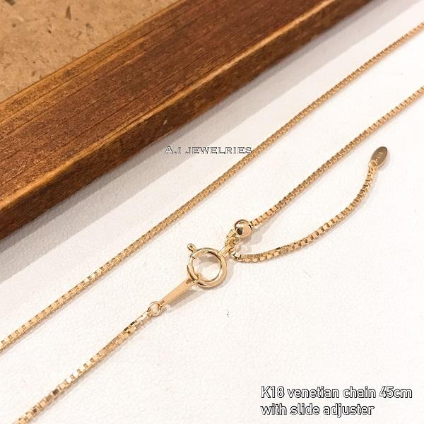 ネックレス 18金 ヴェネチアン k18 45センチ スライドアジャスター付き ヴェネチアンデザイン / k18 venetian chain 45cm with slide adjuster :K18necklacevenetianvhainwithadjuster45cm:A.I