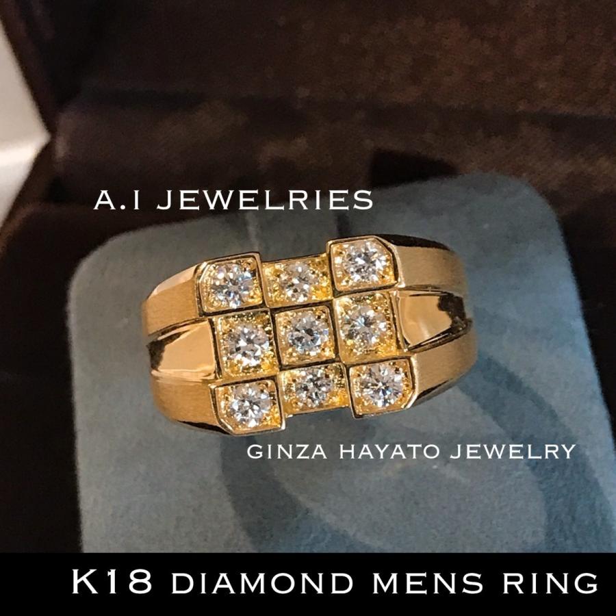 K18 18金 印台 天然 本物 ダイヤモンド リング 指輪 新品 mens メンズ