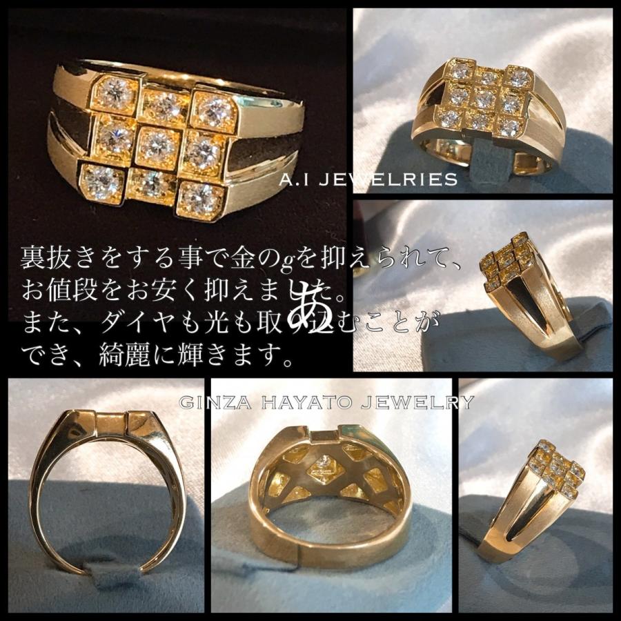K18 18金 印台 天然 本物 ダイヤモンド リング 指輪 新品 mens メンズ