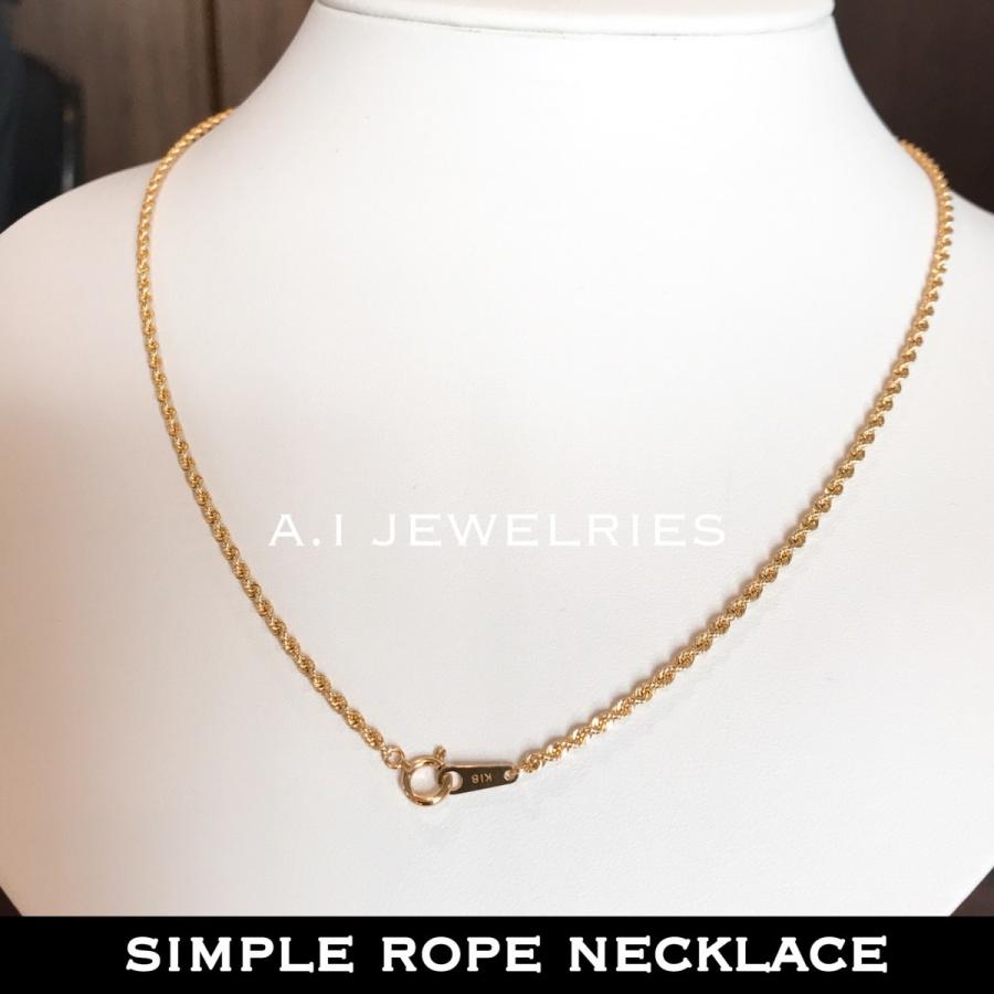 K18 18金 ロープ 45cm ネックレス 男女兼用 サイズ メンズ レディース necklace チェーン