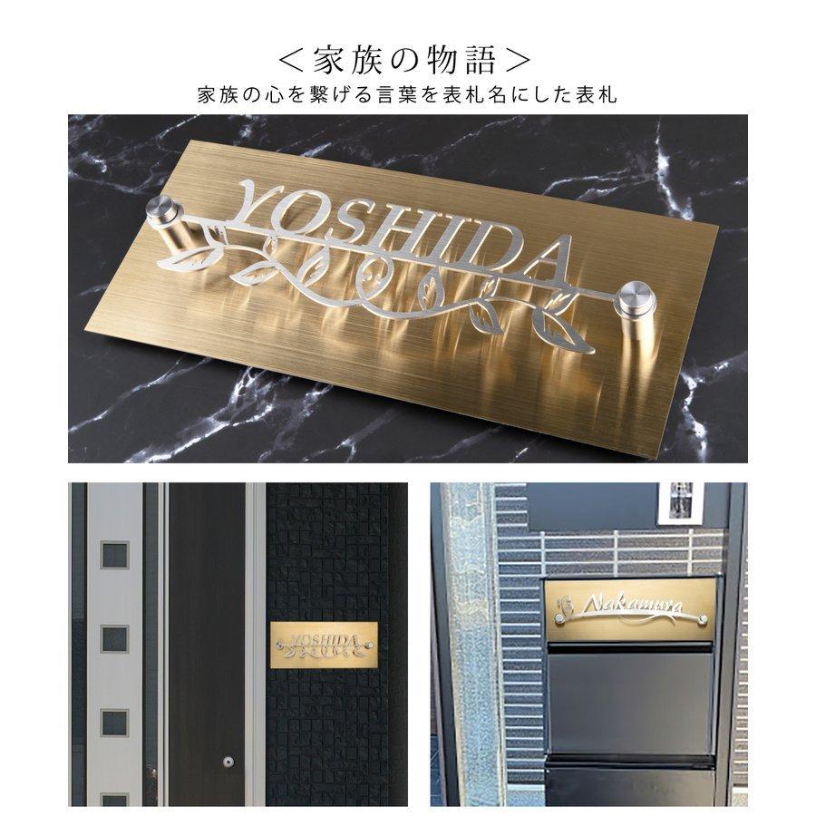 おしゃれなゴールドステンレス 穴あけ加工・化粧ビスタイプ 「戸建て用表札」gs-pl-sus-sil【#おすすめ ネーム 【表面】 プレート ローマ字】