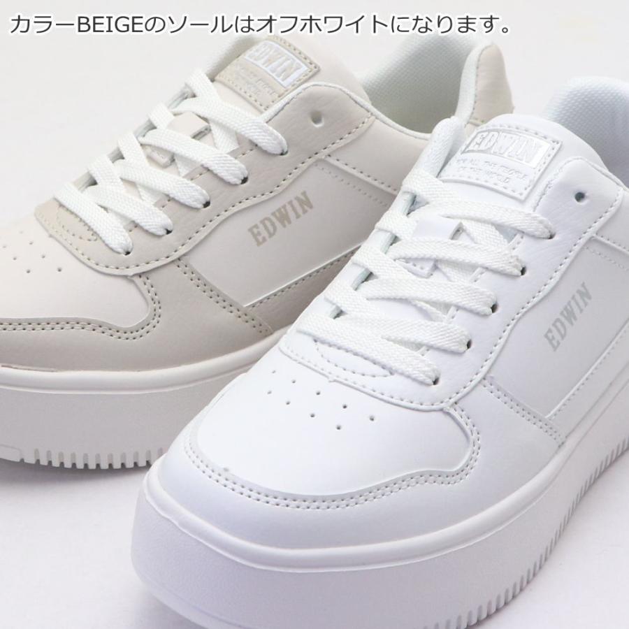 EDWIN（エドウィン） レディース スニーカー 厚底 軽量 ホワイトソール