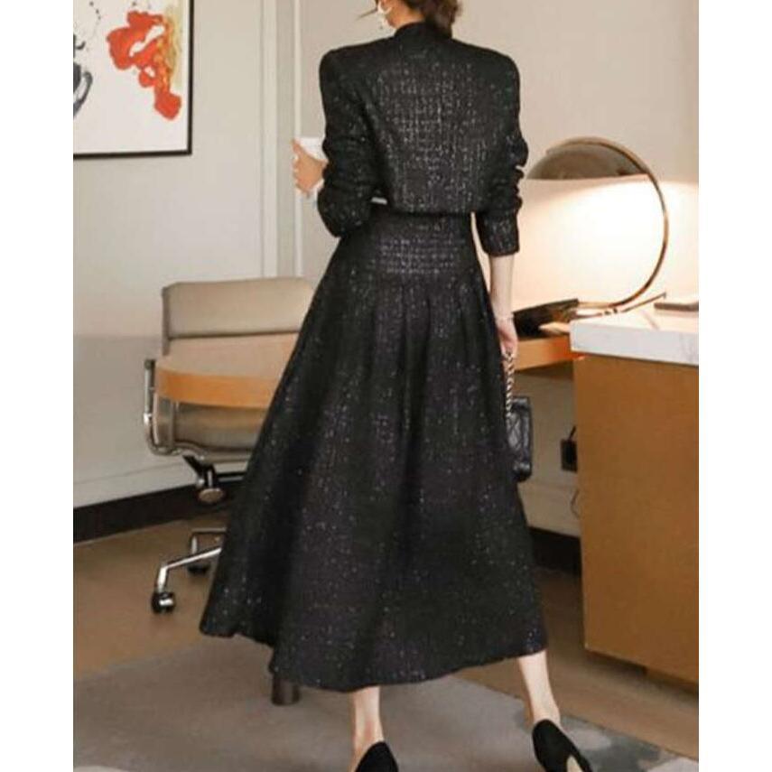 ツイードセットアップ スーツジャケット ロングスカート フレア