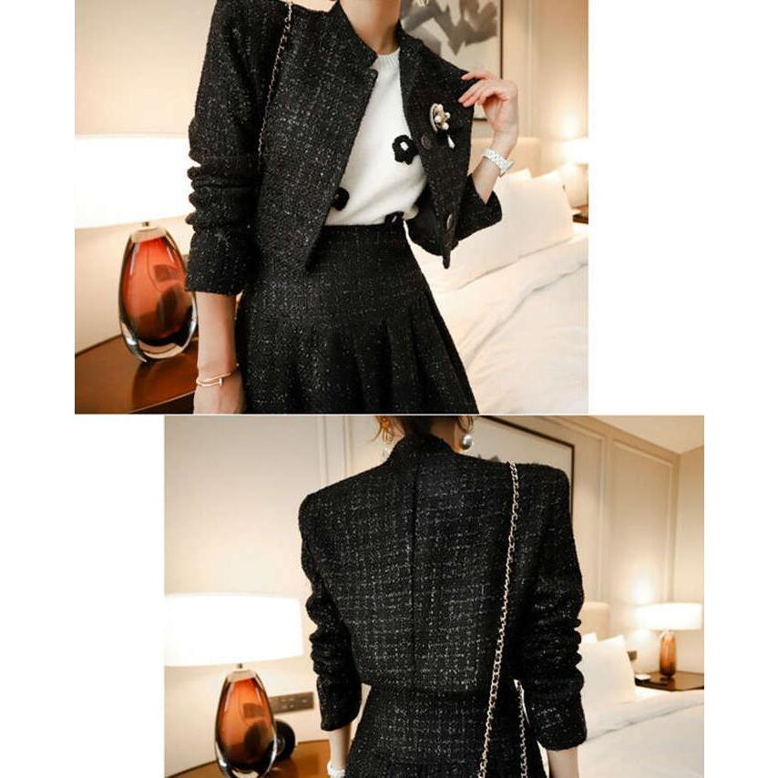 ツイードセットアップ スーツジャケット ロングスカート フレア