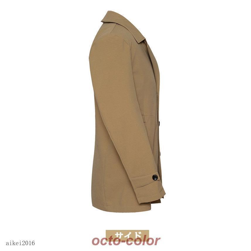 トレンチコート メンズ 無地 ビジネス対応 カジュアル 通勤 秋物