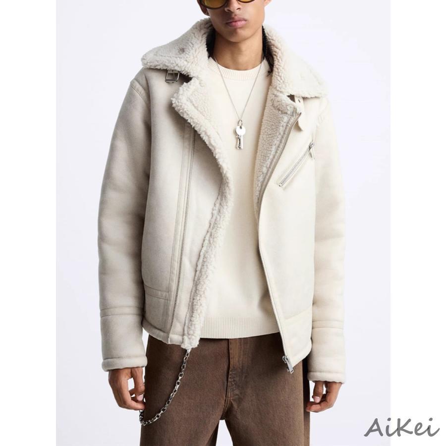 ムートンジャケット メンズ ボアジャケット ブルゾン ボア あったか