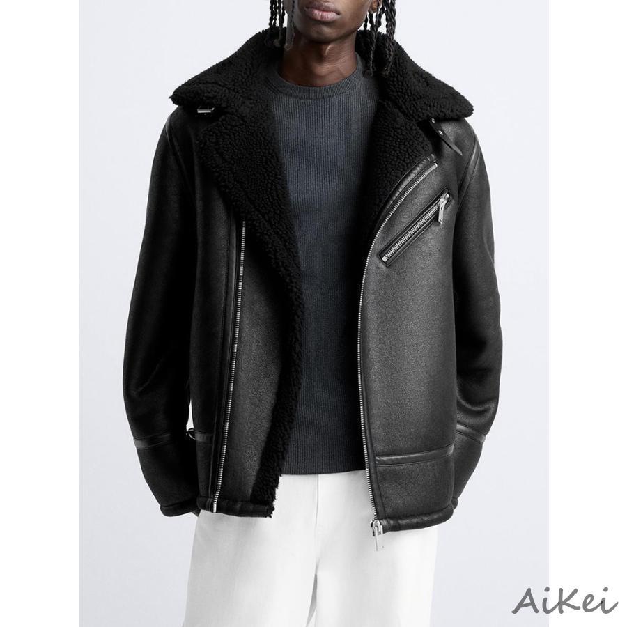 ムートンジャケット メンズ ボアジャケット ブルゾン ボア あったか