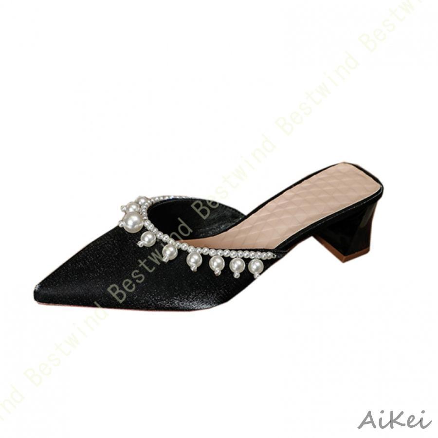 太ヒール ミュールサンダル レディース チャンキーヒール ヒール