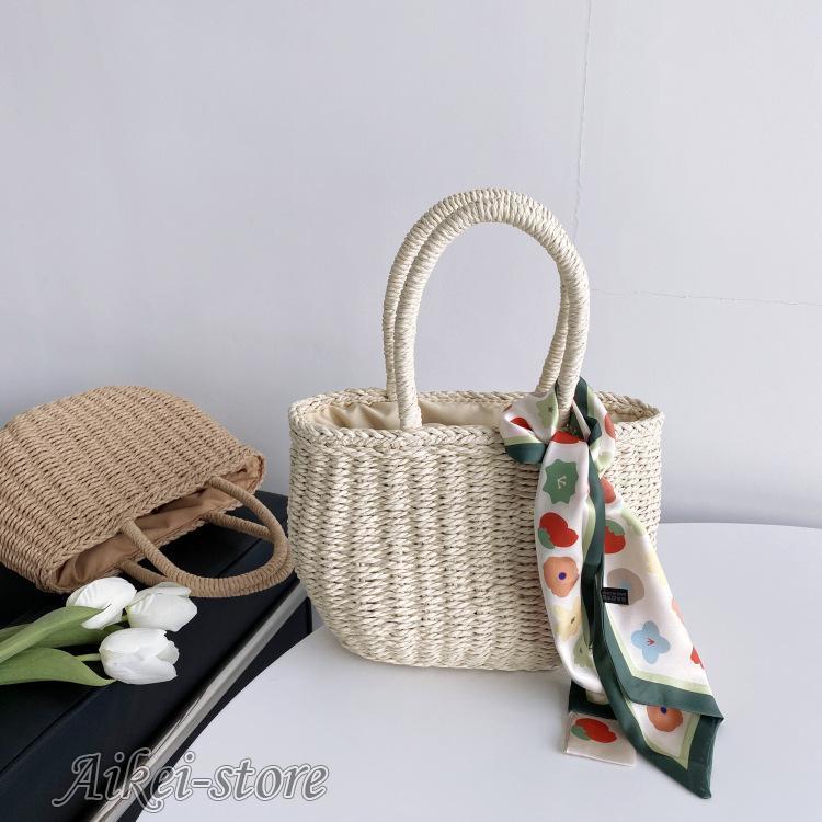 かごバッグ レディース トートバッグ 手提げ 巾着袋付き 夏バッグ 海辺