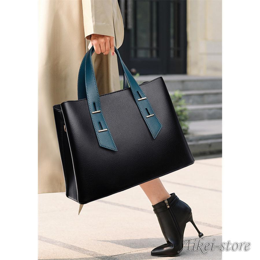 トートバッグ レディース ショルダーバッグ 薄い レザー 大きめ 通勤