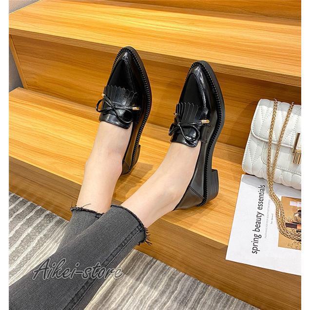 スクエアトゥ 革靴 ローファー 黒 レザー 爆買」ローファー 女子 レザー 革靴 レディースシューズ