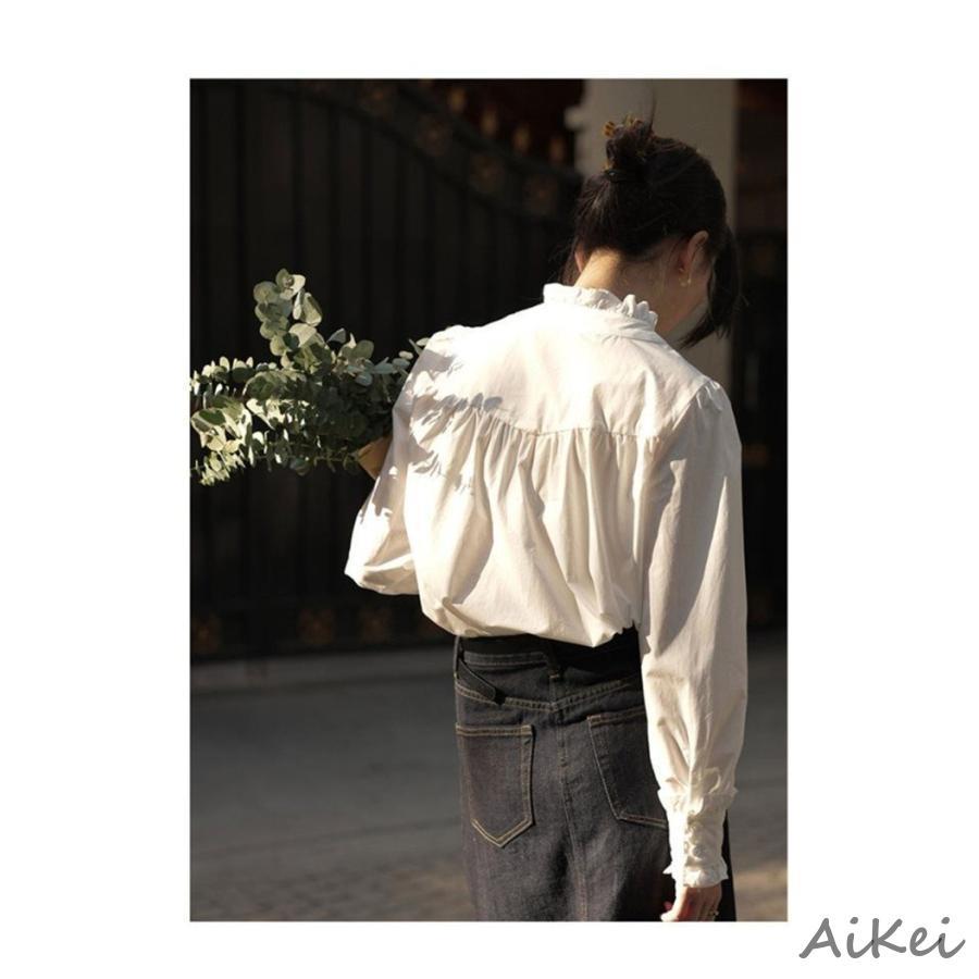 シャツブラウス ブラウス レディース 長袖 シャツトップス ホワイト