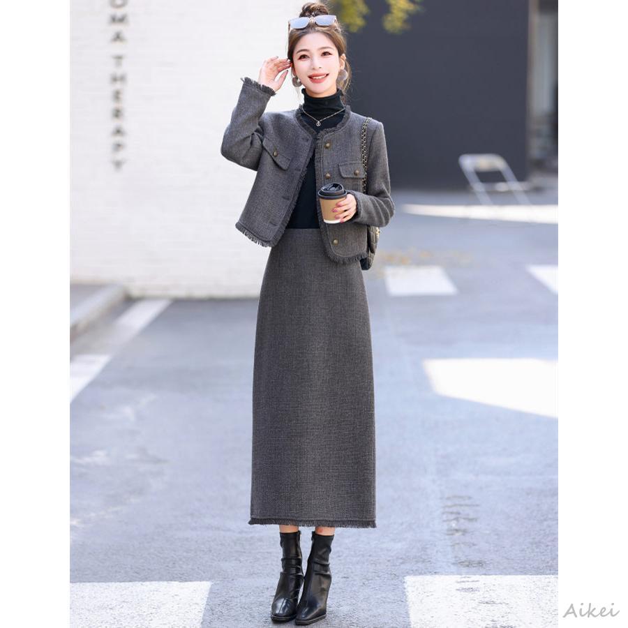 ツイードスーツ セットアップ スーツジャケット ロングスカート