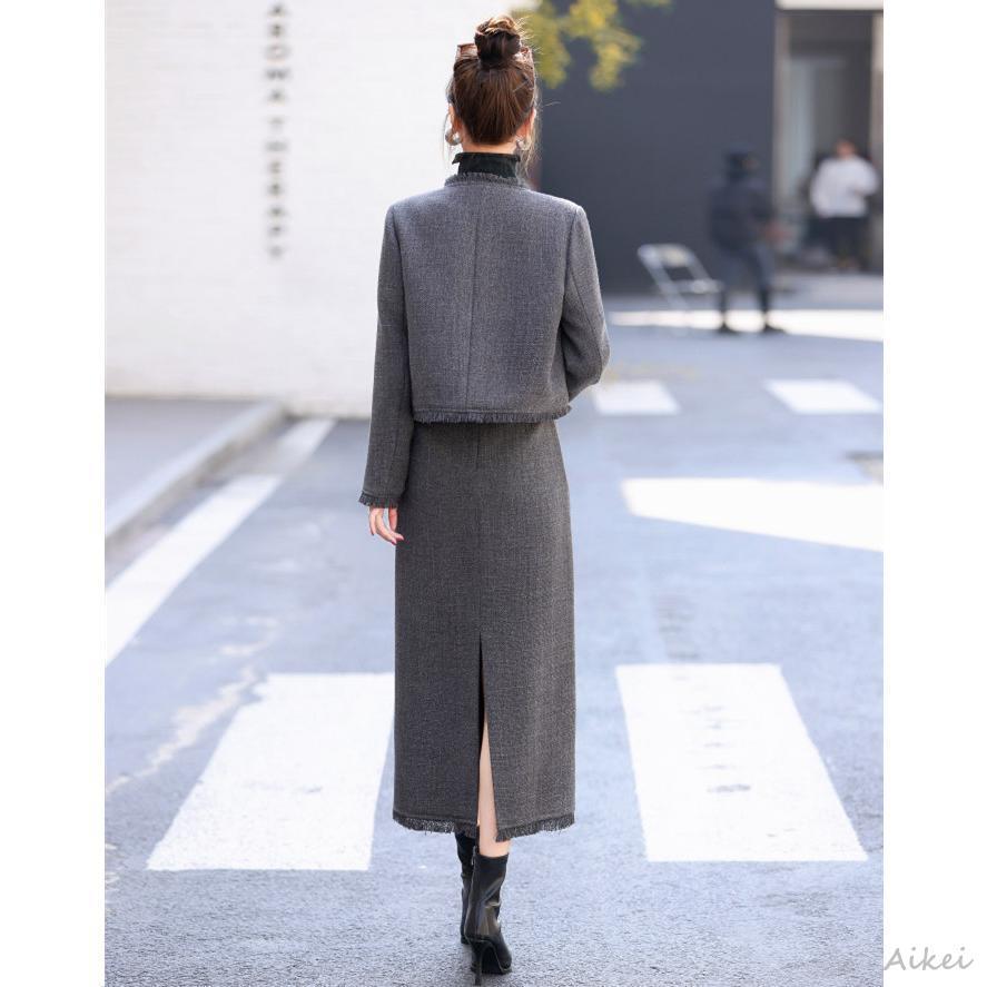 ツイードスーツ セットアップ スーツジャケット ロングスカート