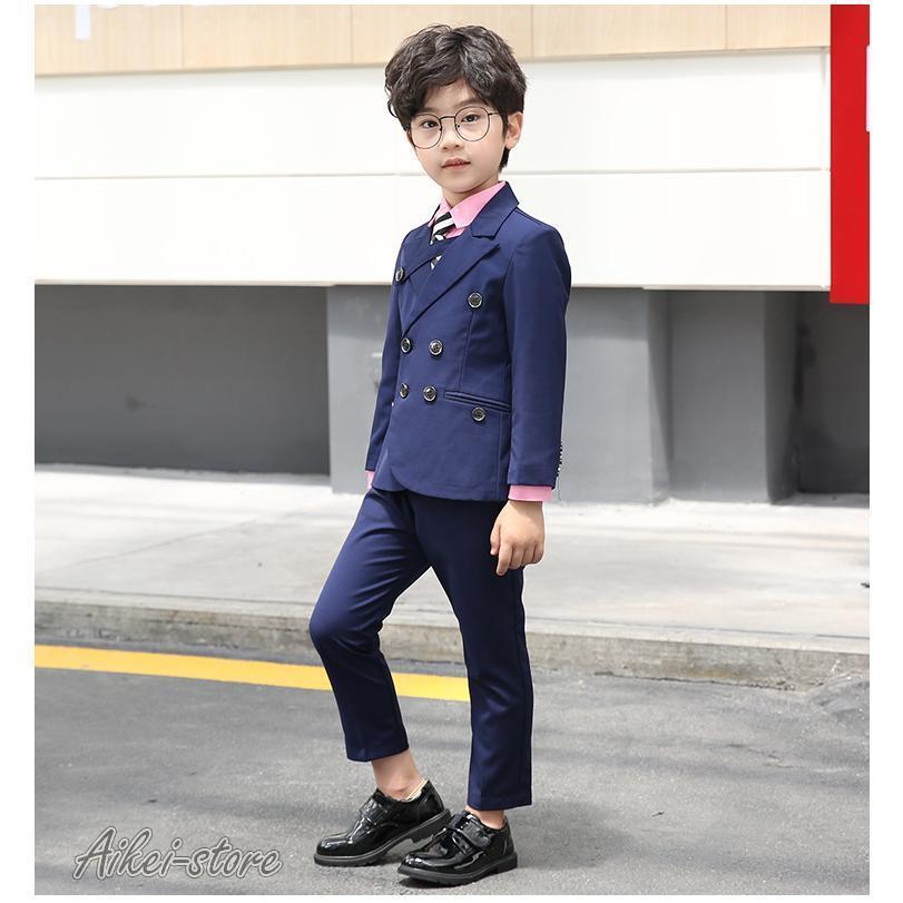 フォーマル 卒服 男の子 スーツ6点セット ネイビー ブレザー 150 devirock フォーマルスーツ セット フォーマルウェア 入学式