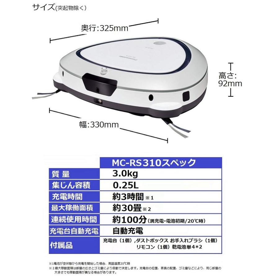 パナソニック ロボット掃除機 RULO(ルーロ) ホワイト お掃除ロボット MC-RS310-W