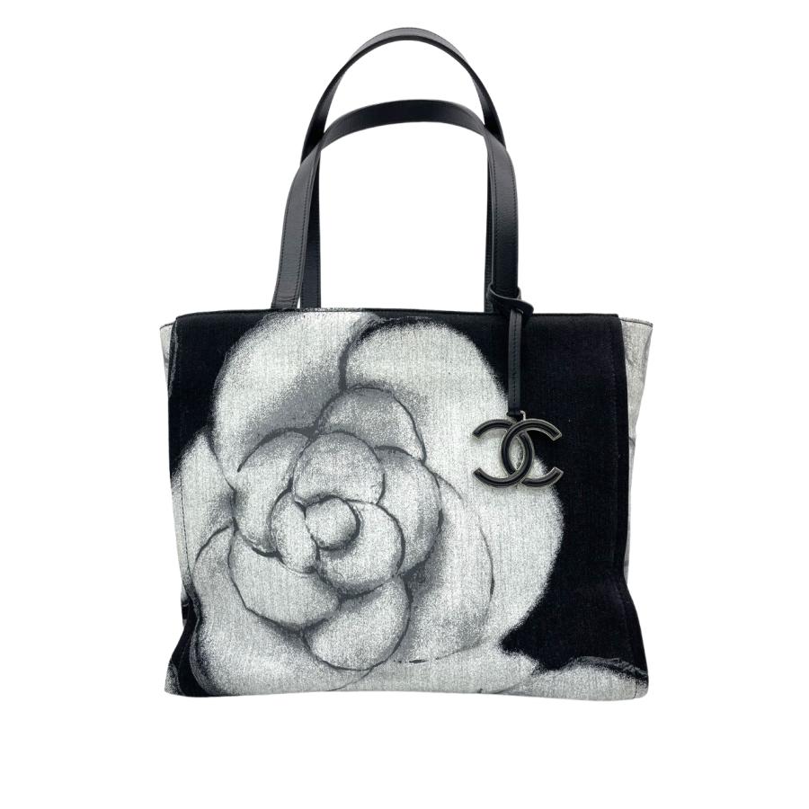 CHANEL（シャネル） 美品 カメリア トートバッグ キャンバス レザー 