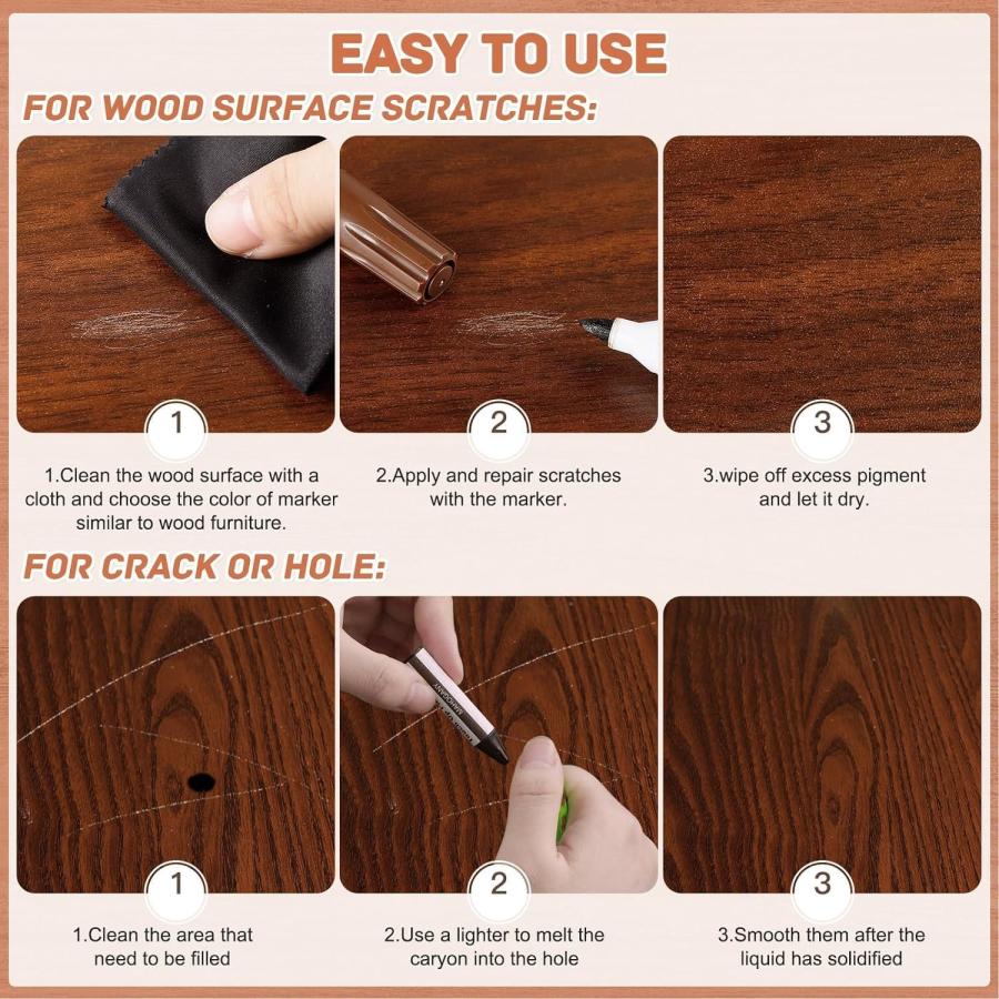 家具補修マーカー 18色補修ペン DEWEL 木製品キズ補修セット 18色補修棒 フローリング ドア 家具補修 キズ隠し 木製品 家具磨き 傷修復 修理タッチアップキット |  | 02