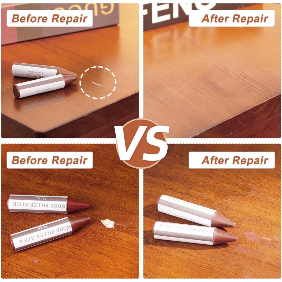 家具補修マーカー 18色補修ペン DEWEL 木製品キズ補修セット 18色補修棒 フローリング ドア 家具補修 キズ隠し 木製品 家具磨き 傷修復 修理タッチアップキット |  | 03