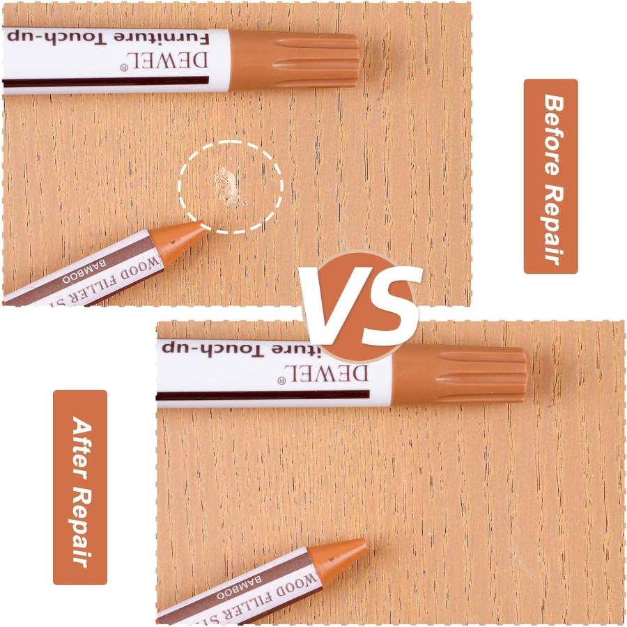 家具補修マーカー 18色補修ペン DEWEL 木製品キズ補修セット 18色補修棒 フローリング ドア 家具補修 キズ隠し 木製品 家具磨き 傷修復 修理タッチアップキット |  | 04