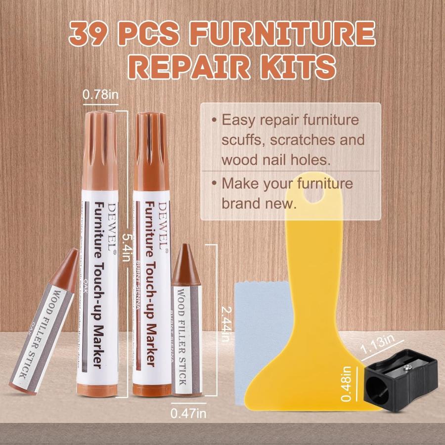 家具補修マーカー 18色補修ペン DEWEL 木製品キズ補修セット 18色補修棒 フローリング ドア 家具補修 キズ隠し 木製品 家具磨き 傷修復 修理タッチアップキット |  | 05