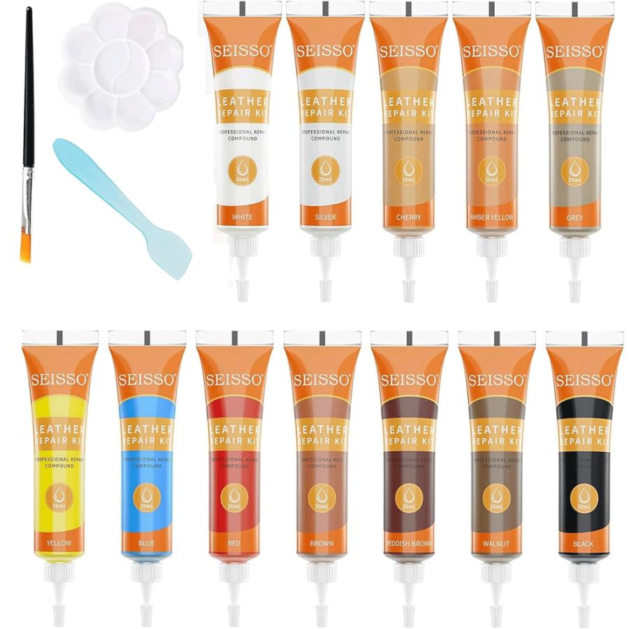 革用補修セット 皮革用 キズ補修クリームキット 12色セット カバン補修 ソファー 補修
