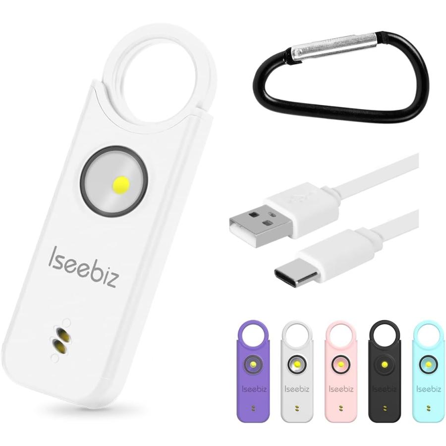 防犯ブザー フラッシュライト付き 2個入り 大音量 振動感知 警報器 Iseebiz 窓かけ可 135dB 痴漢防止 警報アラーム 小型 カバン飾り 5色 LEDライト付 通学 通勤（Yahoo!・愛喜）