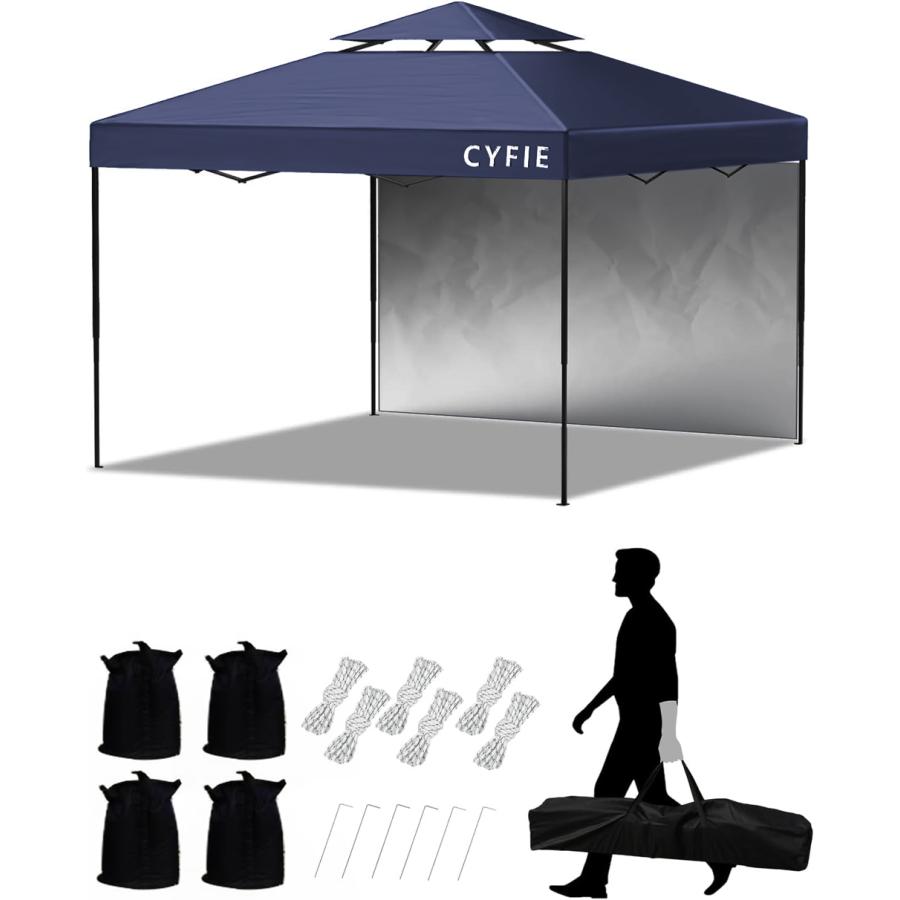 タープテント 3m×3m サイドシート付き 高さ3段階調節 uvカット Amazon | CYFIE タープテント 3m×3m 高さ3段階調節 サイドシート