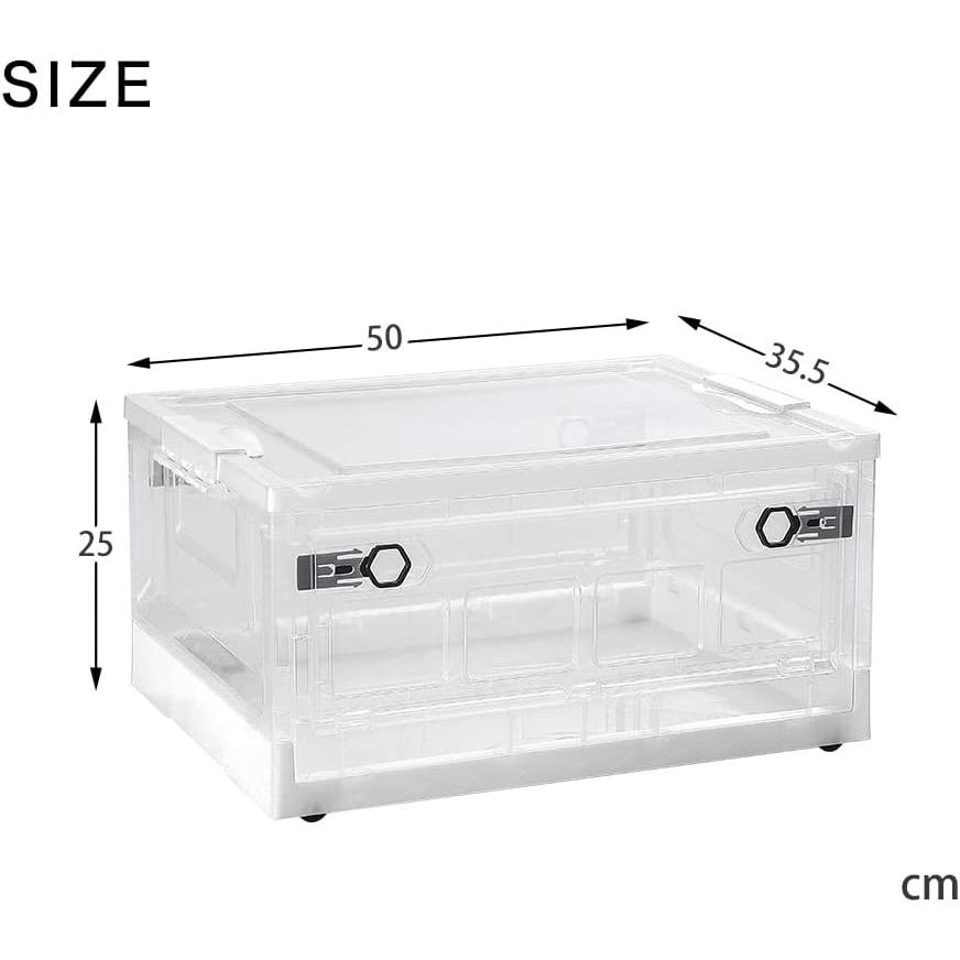 収納ボックス 蓋付き ふた付 1点 折りたたみ 在庫一掃セール 衣類収納 ボックス 衣装ケース 収納ケース オリコン フタ付 透明 約44L 幅50 奥行35.5 高25 |  | 09