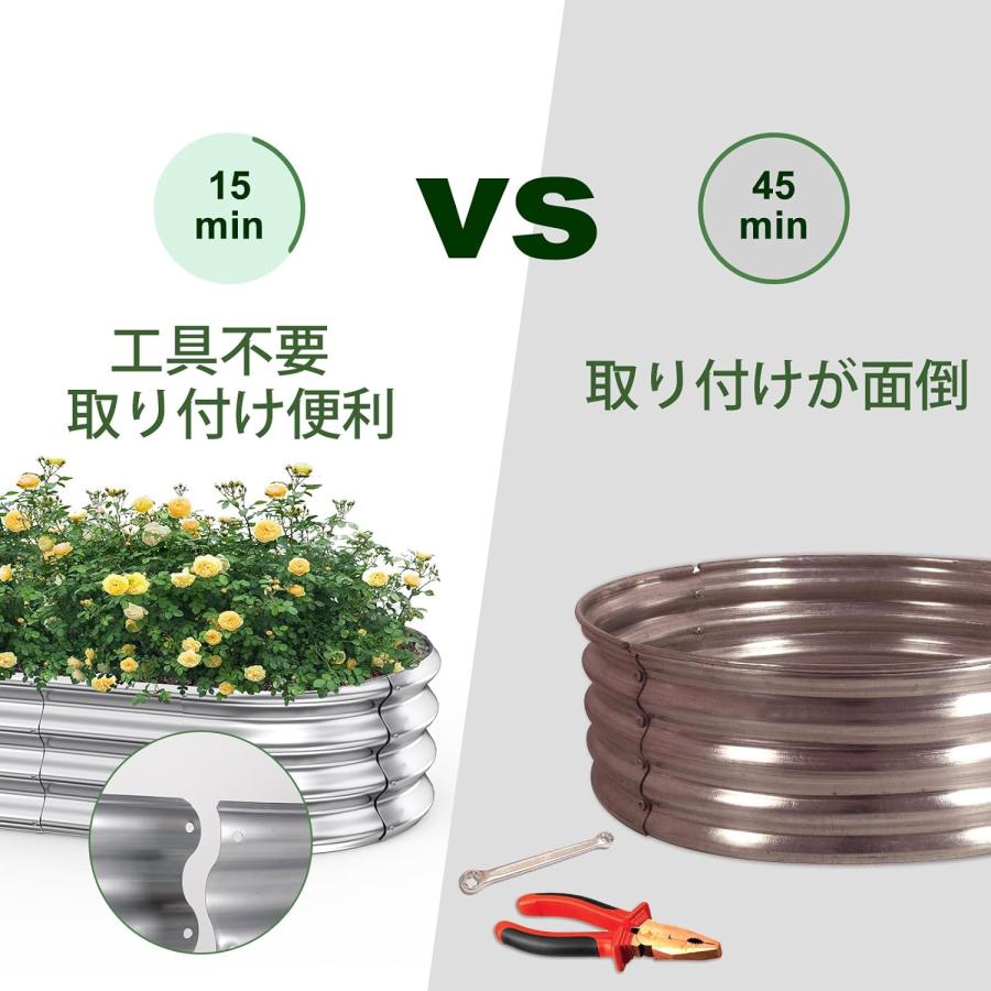 レイズドガーデンベッド 亜鉛メッキ 幅120 2点セット 無塗装 DEWEL プランターボックス ガーデン 金属製 ガーデンベッド 屋外 野菜用 植物 花 奥行60cm 高28cm |  | 05