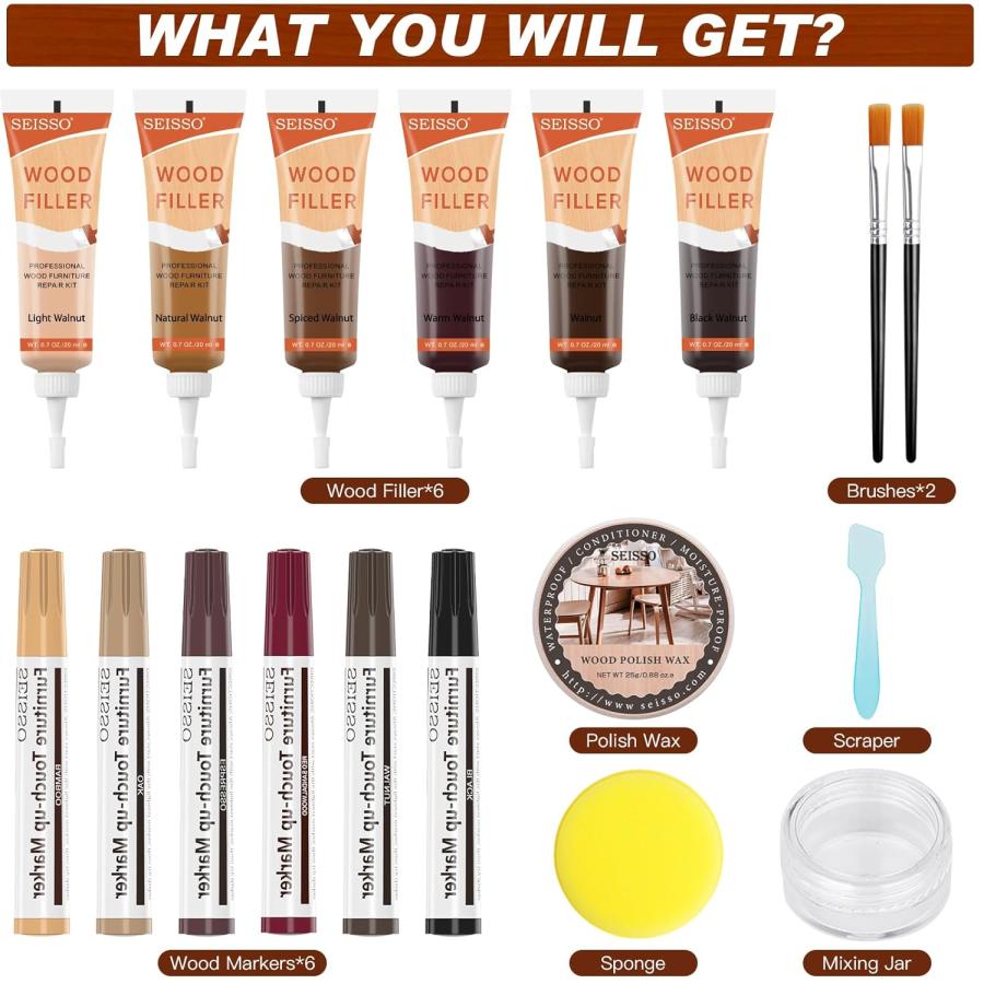 キズ補修 予約受付 キズ補修クリームキット 6色 13点セット オークシリーズ木製床修理 DEWEL フローリング用 ドア用 木製家具 補修材セット 簡単補修工事 擦れ傷 |  | 02