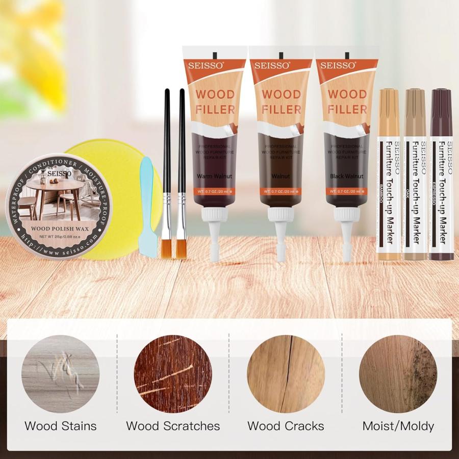 キズ補修 予約受付 キズ補修クリームキット 6色 13点セット オークシリーズ木製床修理 DEWEL フローリング用 ドア用 木製家具 補修材セット 簡単補修工事 擦れ傷 |  | 03