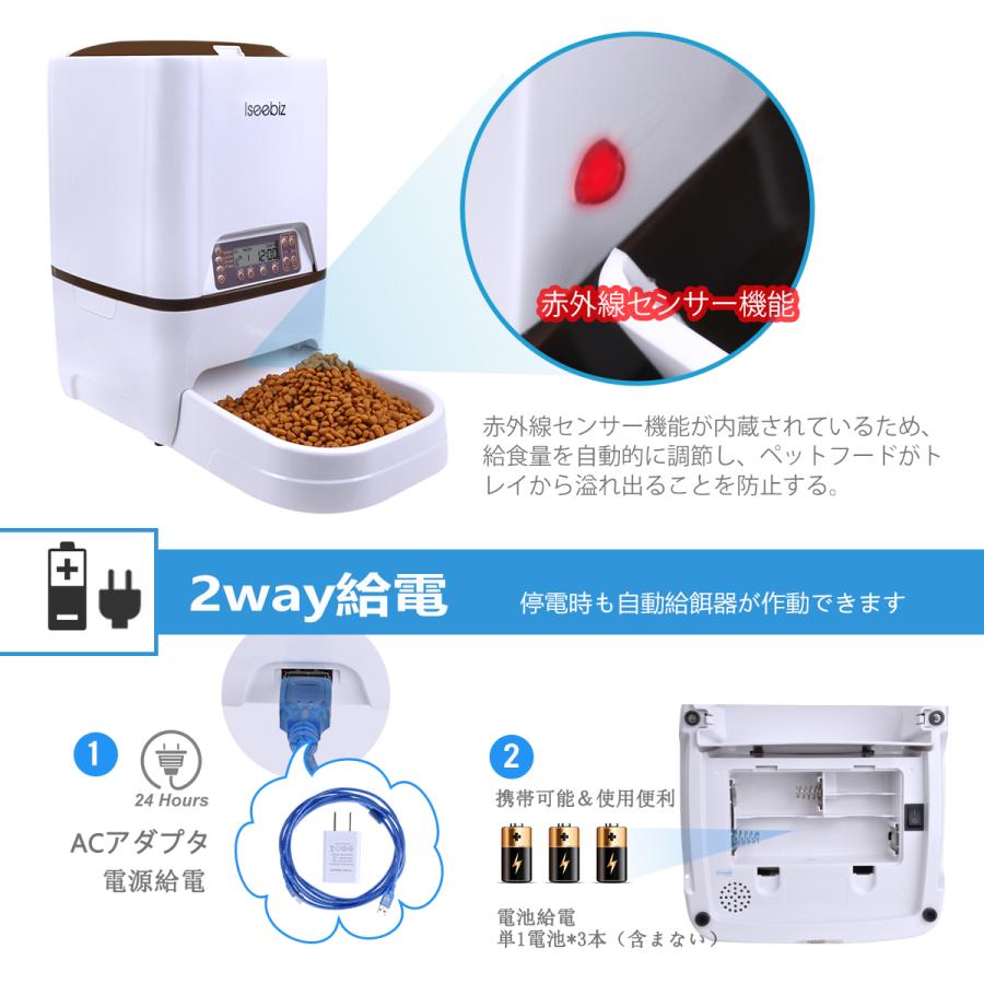 自動給餌器 7L 黒/白 水洗い可能 1日4食まで 数量限定 自動給餌器 7L 黒/白 水洗い可能 1日4食まで 数量限定
