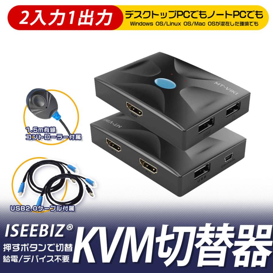 Kvm切替器 2入力1出力 Hdmiモニター Usb切替器 4k30hz Mac デバイス不要