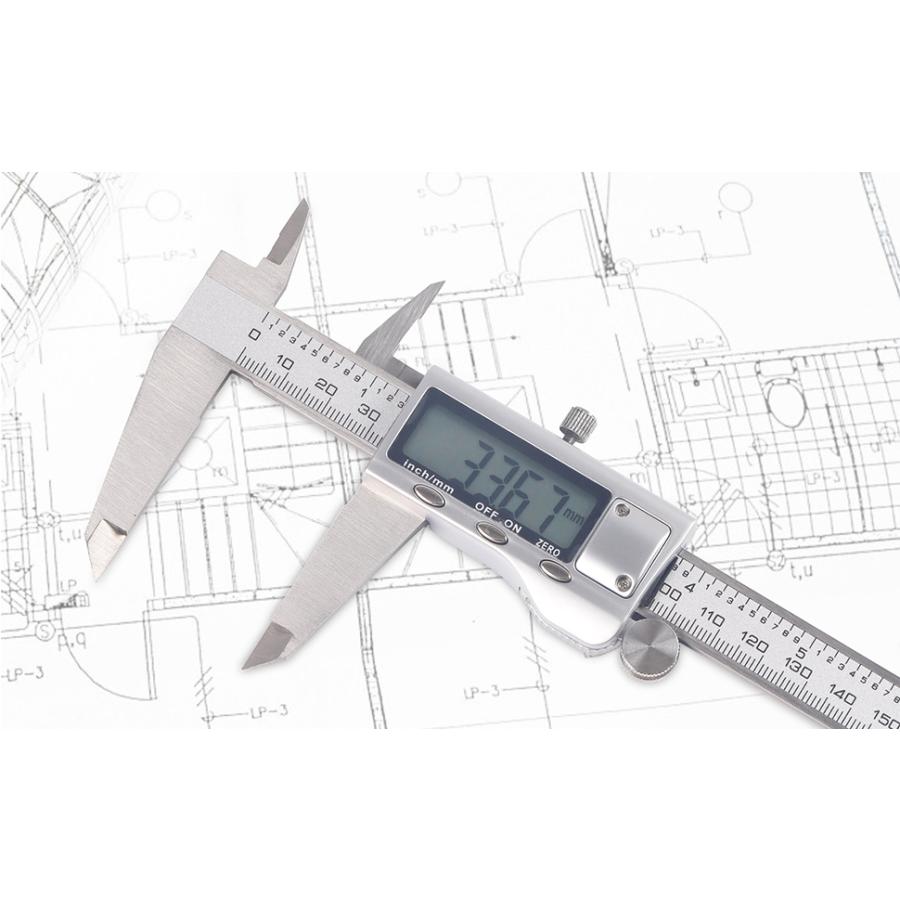 [25-26日限定10倍P付] デジタル ノギス 200mm ステンレス鋼製 LCDディスプレイ 外径 内径 深さ 段差 測定 工具 ゼロリセット 電池付 収納ケース付き｜aikikabushiki｜08