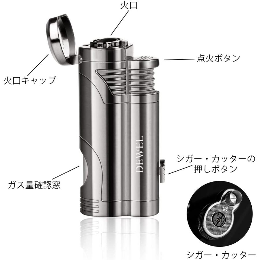 オイルライター 葉巻ライター DEWEL トーチライター モダン 小型 灯油ライター ギフト包装 金属 プレゼント オイル無し｜aikikabushiki｜02