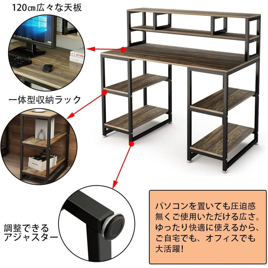 3-5日限定10倍P付] パソコンデスク 収納つきデスク 幅120 DEWEL ラック
